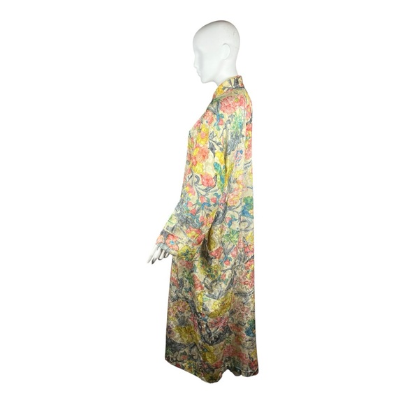Mary McFadden LARGE Long Caftan Mumu House Dress Abstract Floral Kaftan Vintage - Picture 3 of 8